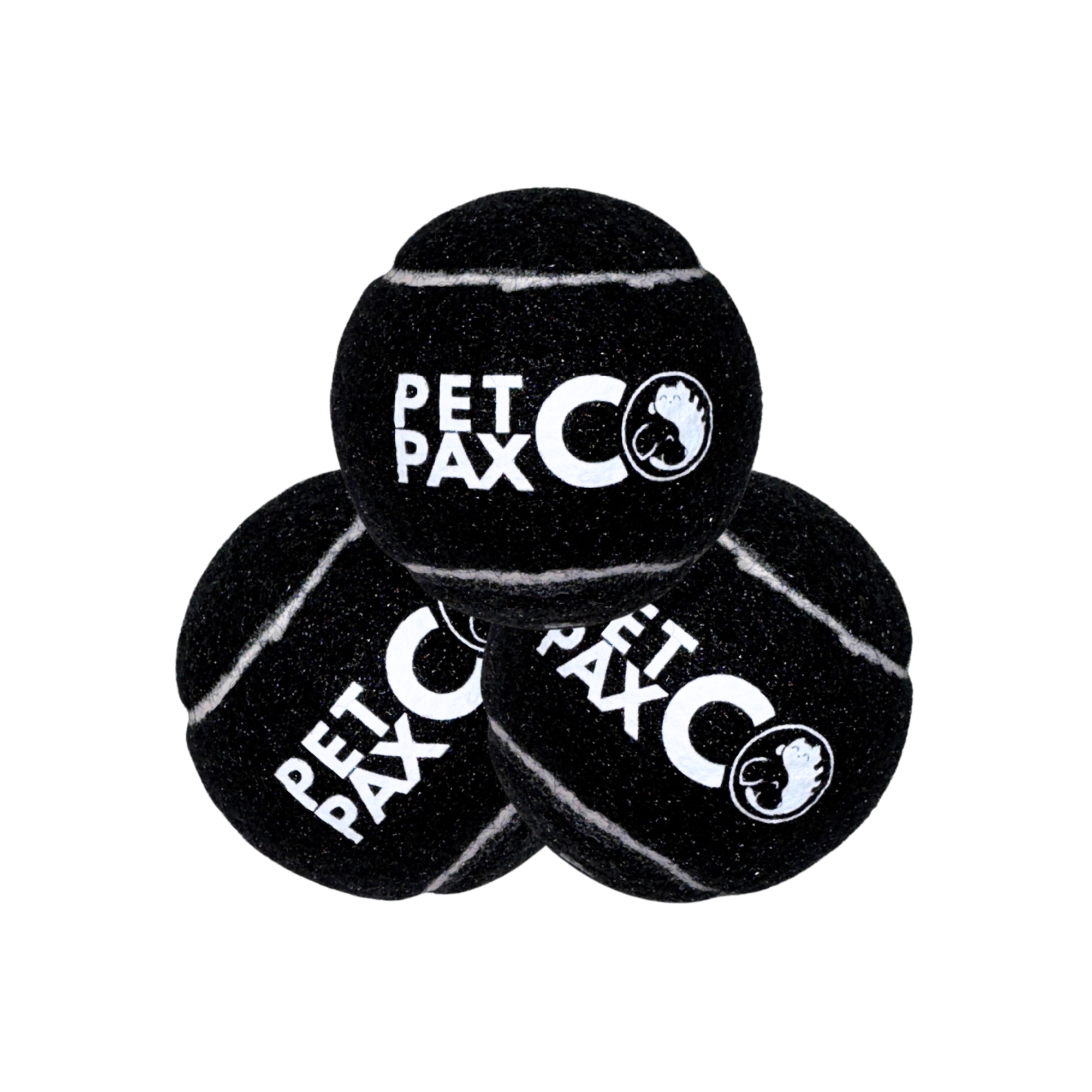 PetPax Co. Black Tennis Ball for Dogs – Durable Rubber Squeaky Ball for Fetch, Training & Play (3 pack)