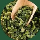 Green tea leaves, a source of L-theanine